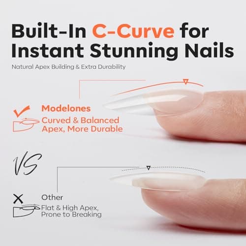 modelones X Nail Gel Kit Almond, 15Sizes Instant Apex False Nail Tips Solid Glue & Mini U/V Lamp, 240Pcs Medium Almond Pre-Building Thick Acrylic Press on Tips LED Light Extension Kit Women Gift view 2