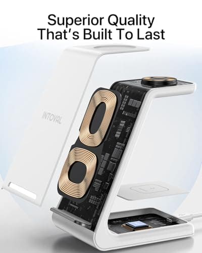 Intoval Wireless Charger,Wireless Charging Station for Samsung Galaxy Phone/Watch/Buds,fit for Galaxy S25/S24/S23/S22,Note20/10/Z Fold/FLI,Watch 8/7/6/5/4/Active 2/1, Buds3/2/Pro/Live(S3,White) view 6