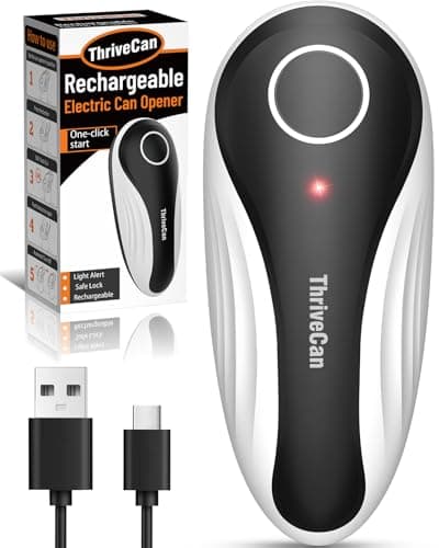 Can Opener Electric, Rechargeable One Touch Automatic Can Opener, Side Cut Smooth Edge Hands Free, Fits All Can Sizes, Safe Kitchen Gadget Easy Use Tool for Seniors with Arthritis, Quick Open (Black)