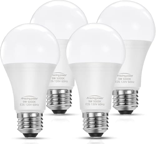 Amazing power E26 LED Bulbs, 60W Equivalent Medium Base Light Bulbs, 9W LED Bulbs, Daylight White 5000K 4-Pack — image 1