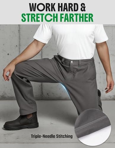 SKPRO Men's Work Pants Stretch Flex, Casual Pants Relaxed Fit, Water Resistant Carpenter Pants Heavy Duty view 4