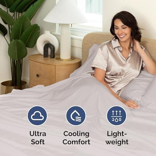 King Size Flat Sheet - Hotel Quality Top Flat Bed Sheet Only - Ultra-Soft, Breathable & Cooling - Fade & Wrinkle Free - Easy-Care, Stain & Shrink Resistant Bedding - Easy-Fit & Oeko-Tex - Light Grey view 3