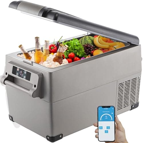 VEVOR Portable Refrigerator 37 Quart(35 Liter),Travel,Car Refrigerator Dual Zone with 12/24v DC & 110-240v AC for Camping, Fishing,12 Volt Refrigerator App Control(-4℉~68℉), Outdoor or Home Use