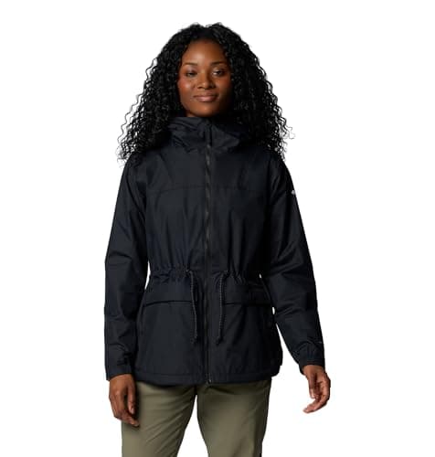 Columbia Womens Sweet Creek II Lined Rain Jacket, Black, Medium