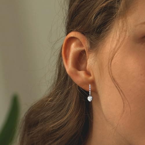 Sterling Silver Heart Hoop Earrings for Women - Colorful Cubic Zirconia Love Heart Shaped Earrings for Teen Girls Hypoallergenic Lightweight Loop Earring Gifts for Granddaughter Niece Wife Mom view 2