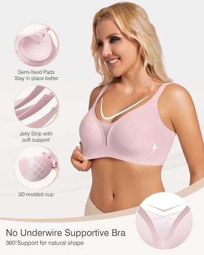 VRVOICE Womens Wireless Bras Sexy V Mesh Push Up No Underwire Bralette Seamless Supportive Tshirt Everyday Bra view 2