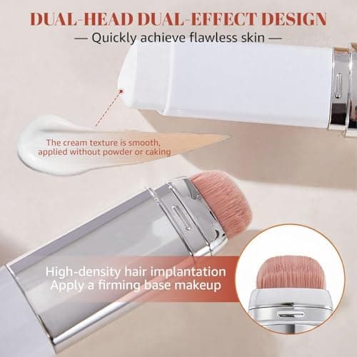 Color-Changing Foundation Stick, 2-in-1 Dual-Ended Foundation with Detachable Brush, Skin Matching Foundation Face Makeup Lightweight Non-Greasy Moisturizing and Smooth (3#Medium) view 4