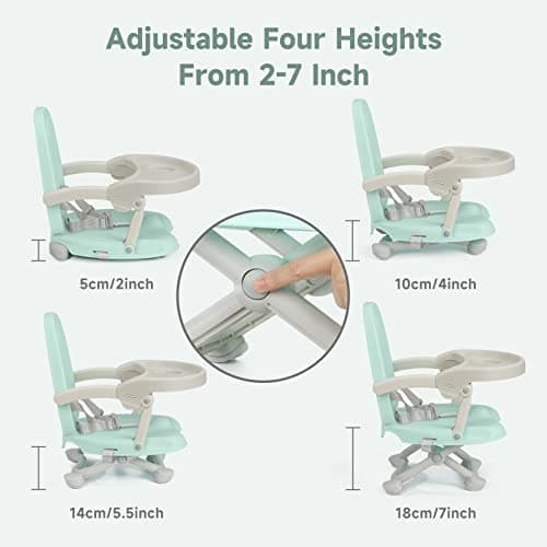 YOLEO Baby High Chair Booster Seat for Dining Table, Foldable High Chairs with Adjustable Heights, Travel Booster Seat with Removable Tray view 4