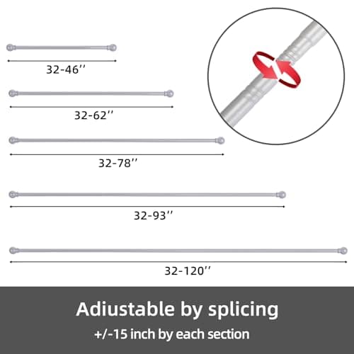 GXOACKJ Curtain Rods for windows 32-48 inch, 5/8 inch Decorative Silver Splicing Heavy Duty Metal Curtain Rod set with Brackets view 3