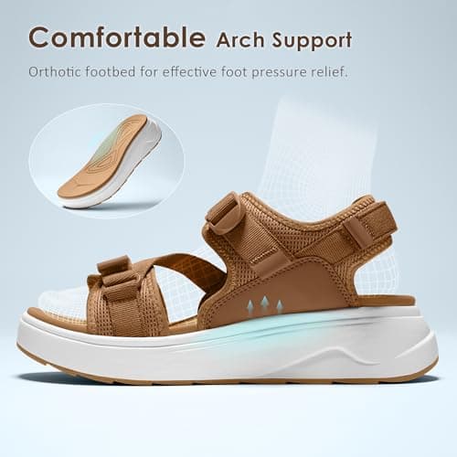Vilanva Womens Orthopedic Walking Sandals with Comfortable Arch Support Recovery Sport Relief Plantar Fasciitis Outdoor Hiking Adjustable Strap Platform Cushion Hiking Water Sandals for 2026 Summer Trendy Outfits view 3