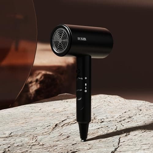 FUNTIN Hair Dryer, Blow Dryer with Diffuser Brush Comb for Women 4C Thick Curly Hair 1800w-Professional Black view 4