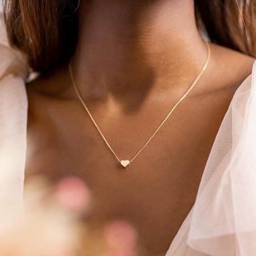 BAYLAY Mothers Day Gifts for Mom Grandma Wife, Heart Necklace for Women Girls 18K Gold/White Plated Heart Pendant Charm Necklace Dainty Gold Necklace for Women Gold Jewelry view 4