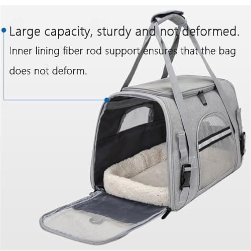 Pet Carrier Airline Approved Pet Carrier for Medium &Small Cat Rabbit and Dogs, Small Airline Approved Cat Pet Travel Carrier(Grey) view 2