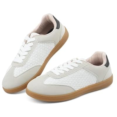 JENN ARDOR Lightweight Sneakers for Women Fashion Lace-Up Tennis Shoes Casual Comfortable Non-Slip Work Walking Everyday Shoes