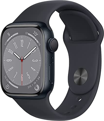 Apple Watch Series 8 [GPS, 41mm] - Midnight Aluminum Case with Midnight Sport Band, S/M (Renewed)