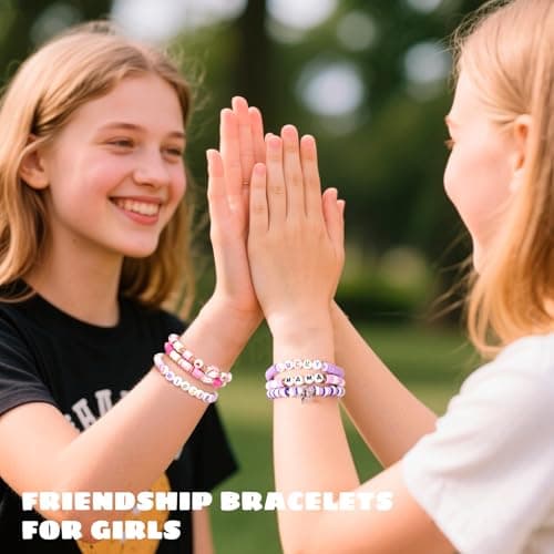 Sunlode Bracelet Making Kit 5000pcs, Jewelry Making Kit for Beginner, DIY Arts and Crafts Gift Toys for Kids Ages 6-13 Preppy Clay Beads with Charms Friendship Bracelets view 4