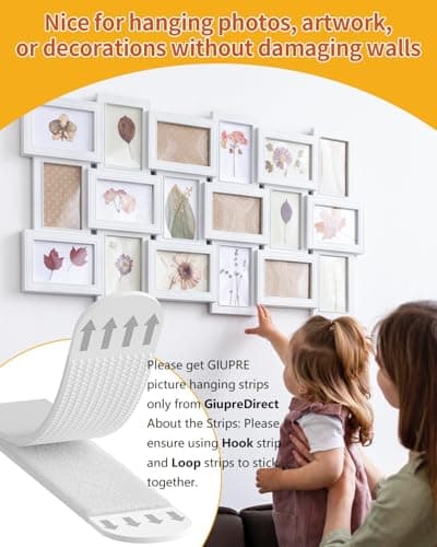 GIUPRE Picture Hanging Strips - 24-Pairs(48 Strips) Wall Sticky for Hanging Pictures on Wall Without Nails, Adhesive Picture Hangers Heavy Duty No Damage view 4
