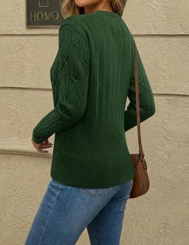 LaGracia Women’s Cable Knit Long Sleeve Sweaters Pullover Crew Neck Fall Winter Sweater Tops view 4