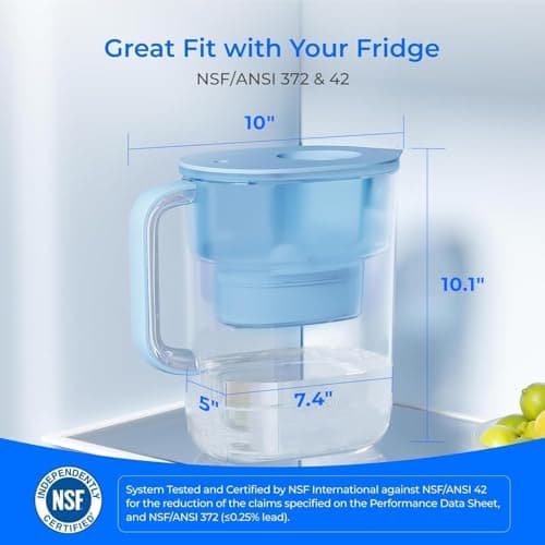 Waterdrop PT-07B Water Filter Pitcher, 10-Cup, NSF Certified, 200-Gallon Long-Life Filter, Improves Coffee & Tea Taste, Reduces PFOA/PFOS and Chlorine, 5X Longer Filter Life, Blue view 5