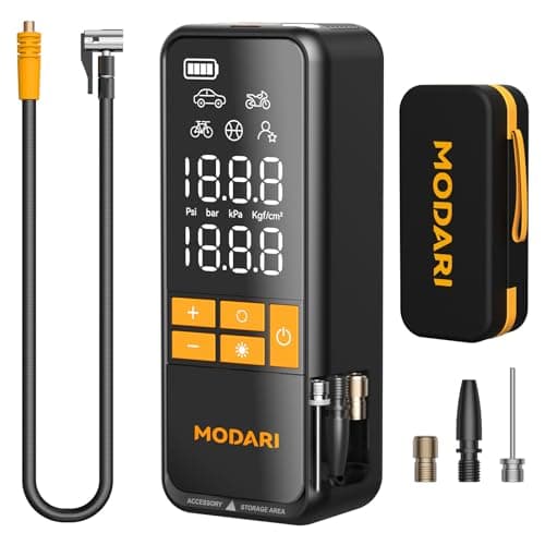 MODARI Tire Inflator Portable Air Compressor - 160 PSI Portable Tire Inflator for Car, Auto Shut-Off, Cordless Tire Inflators with Gauge for Car, Pickup, Bike and More — image 1