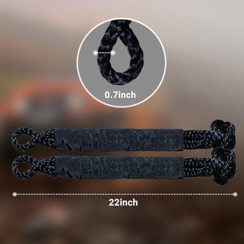 Brobantle 1/2" x 22 Inch Black Synthetic Soft Shackles for Kinetic Recovery Tow Rope,56,000Lbs Breaking Strength for ATV UTV SUV Truck Off-Road Vehicle Recovery view 6