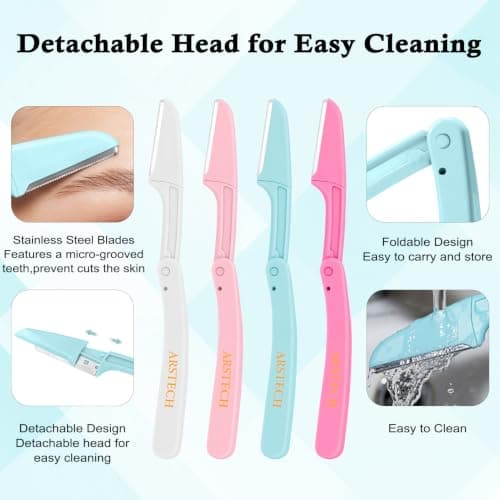 Dermaplane Razor for Women Face Shaver 12 PACK Foldable Face Razor view 2