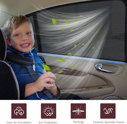 Car Window Screen for Cars and SUVs, Insect-Proof, Maintains Air Circulation, Sun Shading, Privacy Protection(2 Front Windows) view 4