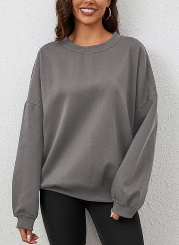 MSBESYOR Women’s Oversized Sweatshirt Crewneck Pullover Top Casual Drop Shoulder Crew Neck Plain Shirt 2025 Fall Clothes view 3