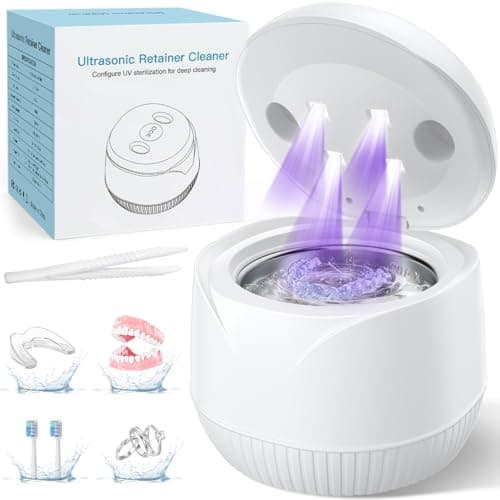 Dental Ultrasonic Retainer Cleaner Machine: 45kHz Dental Cleaning Pod with Digital Timer & 200ML, Deep Cleaning for Dentures, Mouth Guards, Aligners, Night Guards, Braces, Toothbrush Heads & Jewelry view 1