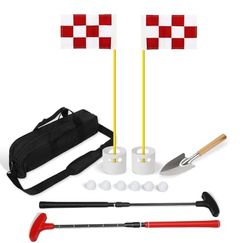 Beach Golf Putting Game Set, Mini Golf Course for Sand Beach Backyard with Digger, 2 Adjustable Putters, 2 Flags & Putting Hole Cups, 6 Balls & Travel Bag, Gift Idea for Men Women Boys Girls — image 1