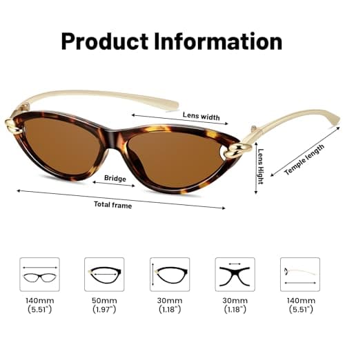 YMRFW Retro Oval Cat Eye Sunglasses for Women Y2k Designer Trendy Narrow Shades Metal Temples UV protection Sun Glasses view 4