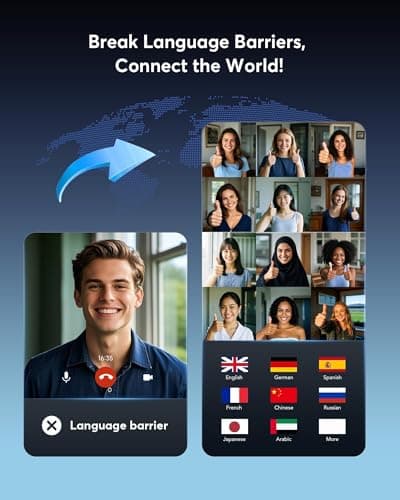 Paekole H7 AI Translation Earbuds: Real-Time 2-Way Language Translator Device, No Subscription Over Ear Translating Headphone(198+ Languages) for Face-to-Face & Travel, Audifonos Traductores - Black view 3