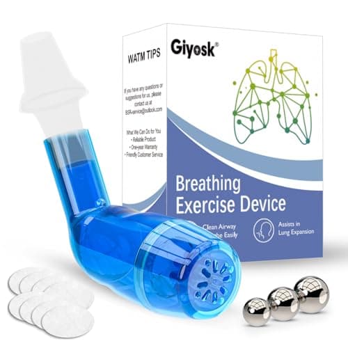 Breathing Exercise Device for Lungs, Lung Expansion and Mucus Relief Device, Portable Expiratory Breathing Exerciser with A Set of Accessories, Breathing Trainer for Lung Cleanse(Blue) — image 1