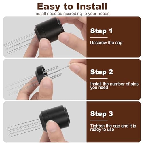 TIVERAIN WDT Espresso Distribution Tools Espresso Stirrer Tool WDT Coffee Distributor for Barista Espresso Machine Accessories 9*0.35mm Espresso Grounds Stirrer with Extra 9 Replaceable Needles,Black view 6