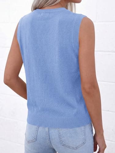 BTFBM Sweater Vest Women Casual Crewneck Loose Button Down Knit Sleeveless Cardigan 2026 Spring Clothes Summer Vest Tops view 3