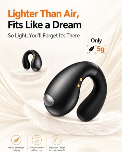 Ultra Open Ear Earbuds, Wireless Clip On Headphones for All-Day Comfort | Lightweight open-ear comfort and a flexible clip-on fit create a barely-there feel for work, commutes, workouts, and walks. view 5