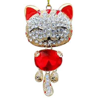 Cat Ornaments for Christmas Tree, Metal Cats Ornament with Rhinestone, Kitten Ornament, Personalized Pet Ornaments- Cat Lovers Gifts for Women, Owner, Mom