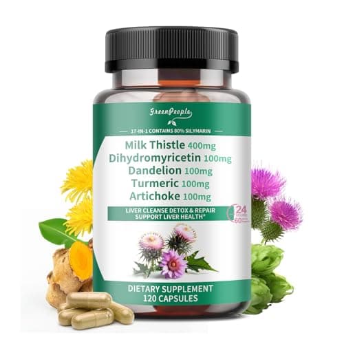 GREENPEOPLE Lymph-Liver Cleanse Detox & Repair - Strength Milk Thistle 30X Extract - Standardized and Concentrated 80% Silymarin w/Vitamin,95% curcuminoids & 17+Liver Health Nutrients Vegan 120CT — image 1