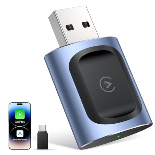 AuroraLink Wireless Carplay & Android Auto Adapter 2-in-1 Stable & No Delay Carplay Wireless Adapter Convert Wired to Wireless Car Play Dongle for iOS 10+/Android 11+ (Blue)