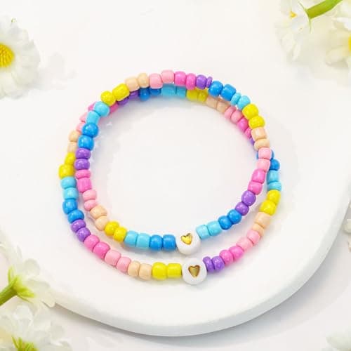 BAYLAY Back to School Bracelet - First Day of School Preschool/Kindergarten/1st Grade/2nd Grade/Back to School Stuff Gifts Supplies Mommy and Me Mommy Daughter Bracelets Heart Beaded Bracelets Gifts view 5