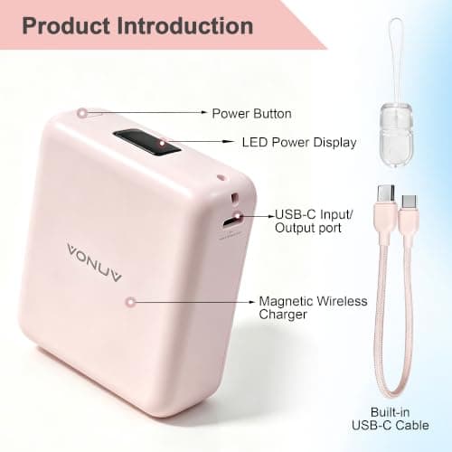 Magnetic Power Bank 10000mAh, 15W Wireless 22.5W Fast Charger with Cables view 4