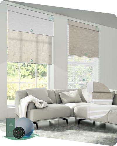 Yoolax Smart Dual Roller Shades, Motorized Blinds with Remote Smart Blinds Compatible with Alexa, Automatic Dual Shades for Windows Bedroom Living Room (Customize) view 1