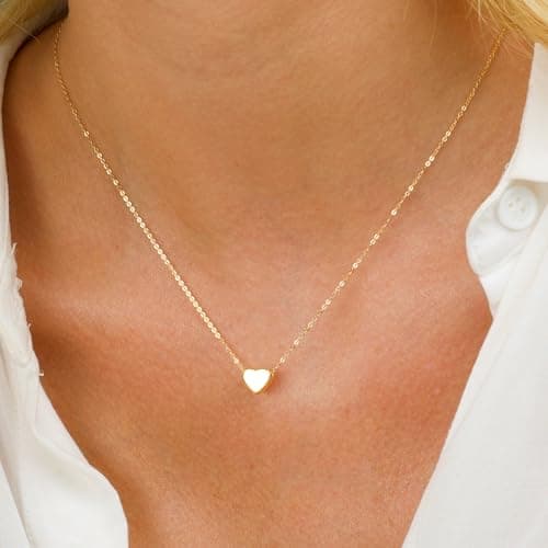 BAYLAY Mothers Day Gifts for Mom Grandma Wife, Heart Necklace for Women Girls 18K Gold/White Plated Heart Pendant Charm Necklace Dainty Gold Necklace for Women Gold Jewelry view 2