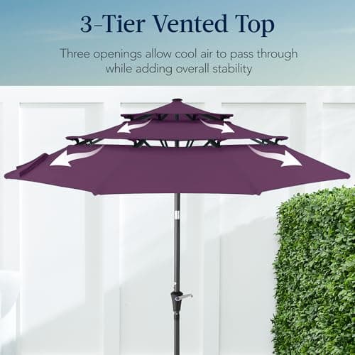 Best Choice Products 10ft 3-Tier Market Patio Umbrella, Outdoor Sun Shade with Tilt, Crank Lift, 8 Ribs for Backyard, Deck, Poolside view 3