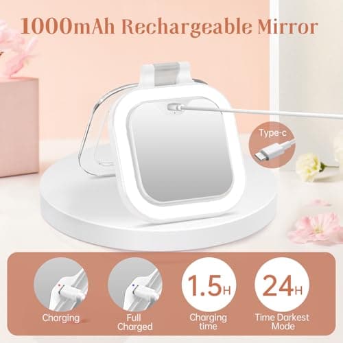 3.5" Rechargeable Travel Makeup Mirror 30X Magnification (White) view 6