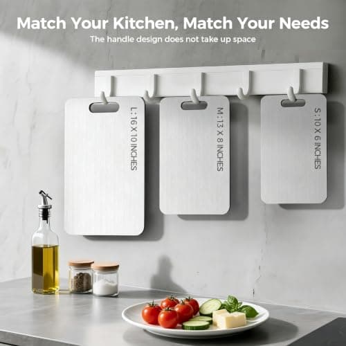 Titanium Cutting Board Set of 3,Pure Titanium Cutting Boards for Kitchen | Dishwasher Safe Double Sided Non Toxic Cutting Board, Ideal Charcuterie & Chopping for Meat, Hygiene Durable（XL+L+M) view 2