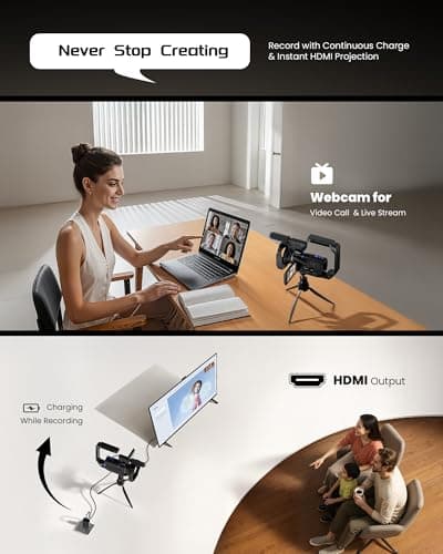 5K Video Camera Camcorder, UHD 64MP Vlogging Camera for YouTube with 3" 270° Rotatable Touch Screen, Digital Camera with IR Night Vision, 16X Zoom/WiFi/Webcam/HD/32GB Card/2 Batteries/Microphone view 4