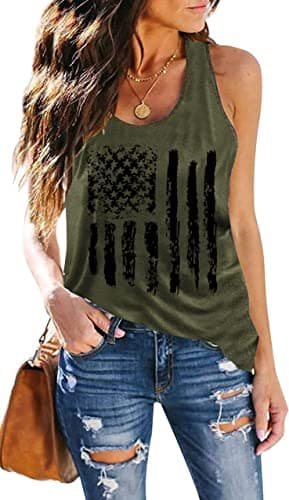 DESFSE American Flag Tank Top Women 4th of July Tanks Tops for Womens USA Flag Patriotic Shirts Vest Racerback Sleeveless Tee view 1
