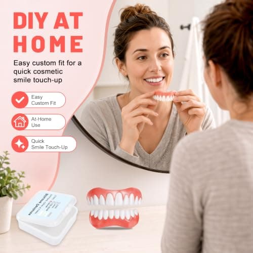 Dentures for Men and Women, Custom Upper & Lower Smile | Reusable False Teeth Cosmetic Smile Coverage, Silicone Veneers Teeth, Easy Use and Show Confident Smile in Minutes view 5