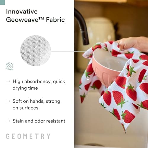 GEOMETRY Tea Towels – Spring & Summer Collection – Quick-Dry, Ultra-Absorbent, Reusable Microfiber Kitchen Towels for Drying & Cleaning - Berry Sweet - 1 Pack view 6